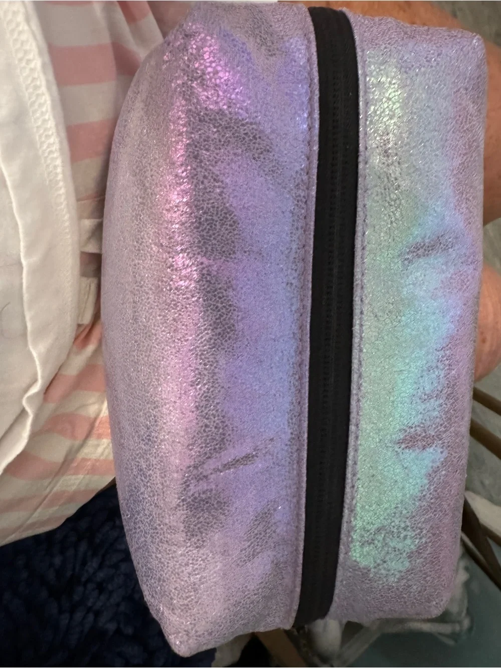 Puma Iridescent Pink Silver Bag with Black Logo makeup new